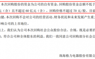 格力电器股票再大手笔回购 这是利好吗？
