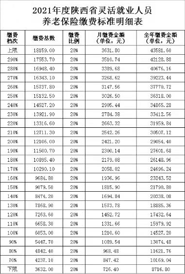 (怎样查个人的养老保险)2021陕西养老保险缴费标准明细-第2张图片-牧野网