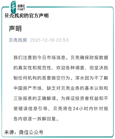 浑水做空贝壳对股票是利空吗 贝壳股价不跌反涨-第2张图片-牧野网