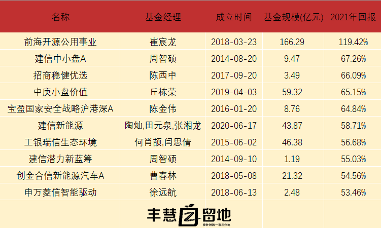 2021年全年基金收益TOP榜 基金收益排行榜前十名 -第1张图片-牧野网