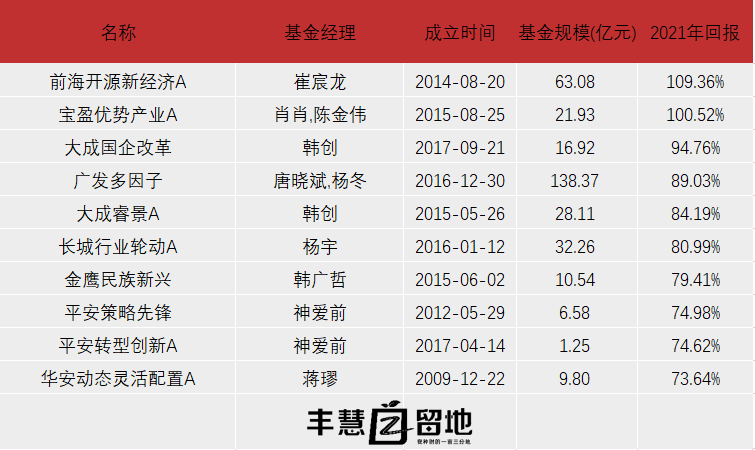 2021年全年基金收益TOP榜 基金收益排行榜前十名 -第3张图片-牧野网